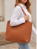 Faux Leather Ribbed Satchel Bag with Strap Faux Leather Ribbed Satchel Bag with Strap